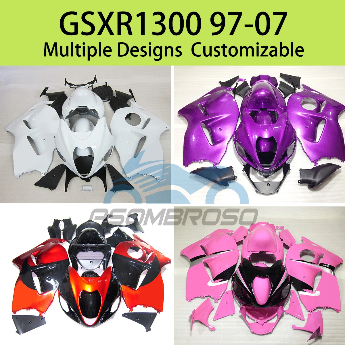 

Prime Fairing Set for SUZUKI GSXR1300 1997-2007 Customizable Motorcycle 100% Injection Fairings Kit GSXR 1300 97 98 99-07