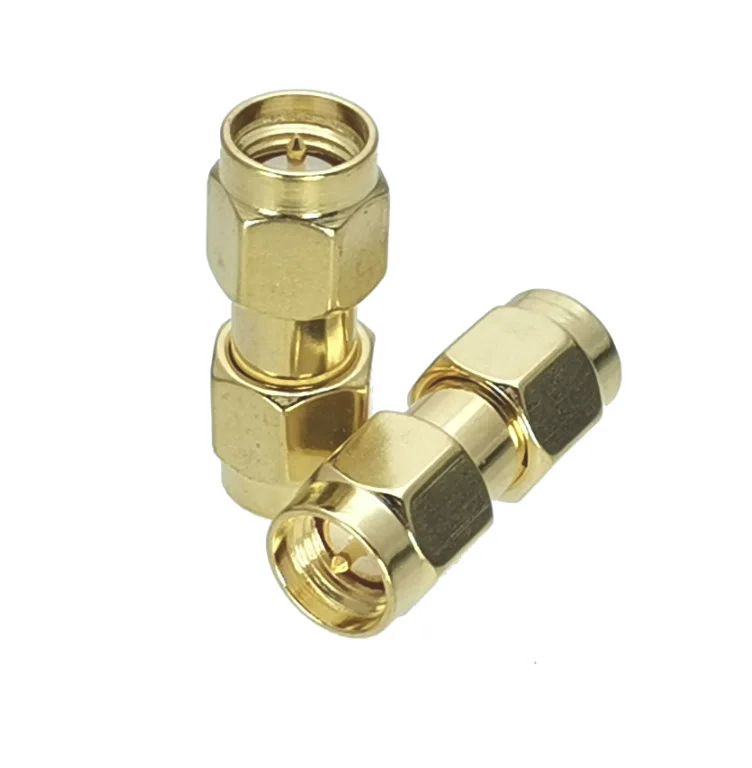 1PC SMA Male Plug to SMA Male Plug Adapter Gold Plated RF Coaxial Converter Connector Straight New Brass