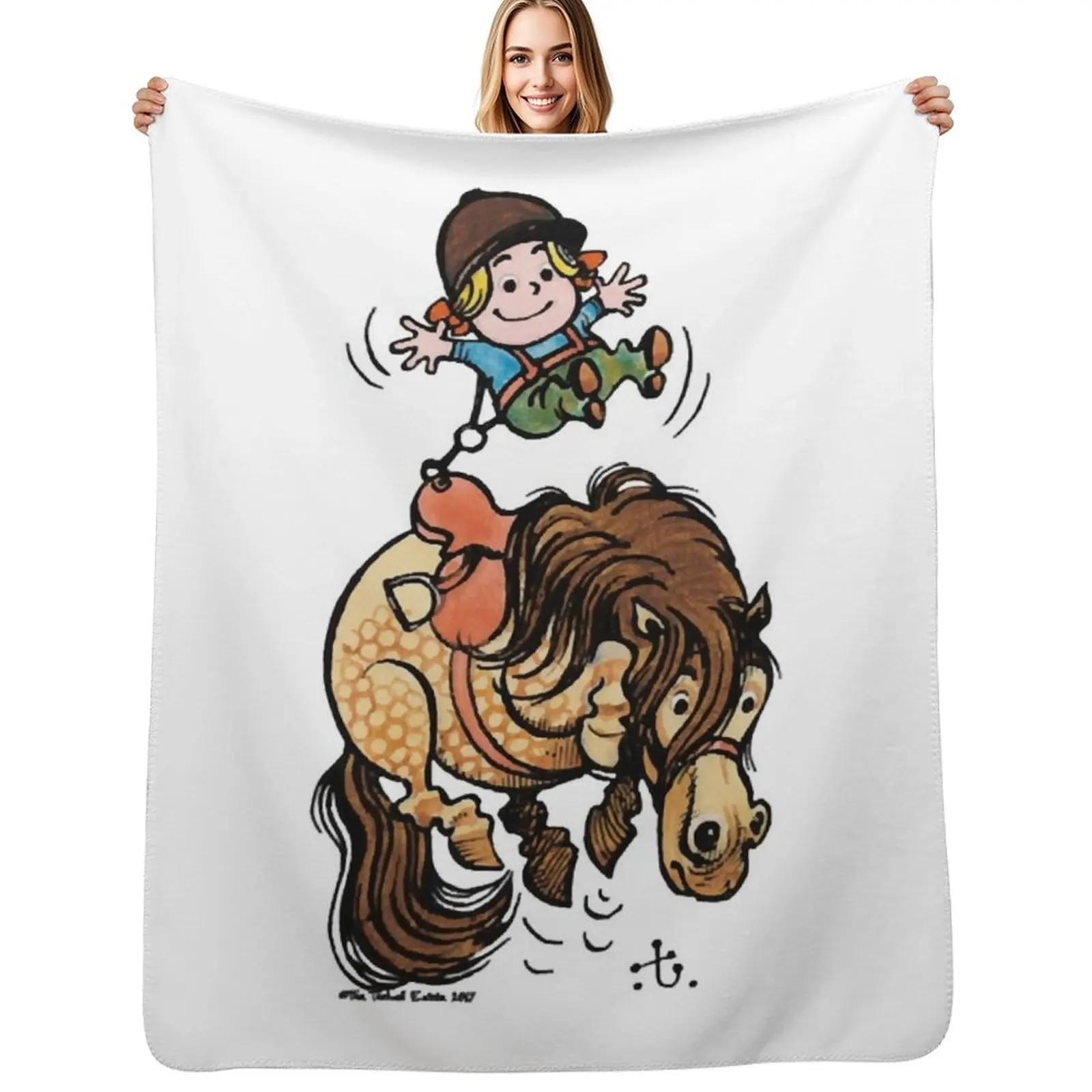

Thelwell Funny Illustration Bucking Horse Throw Blanket Lightweight Cozy Blanket for Bed Sofa