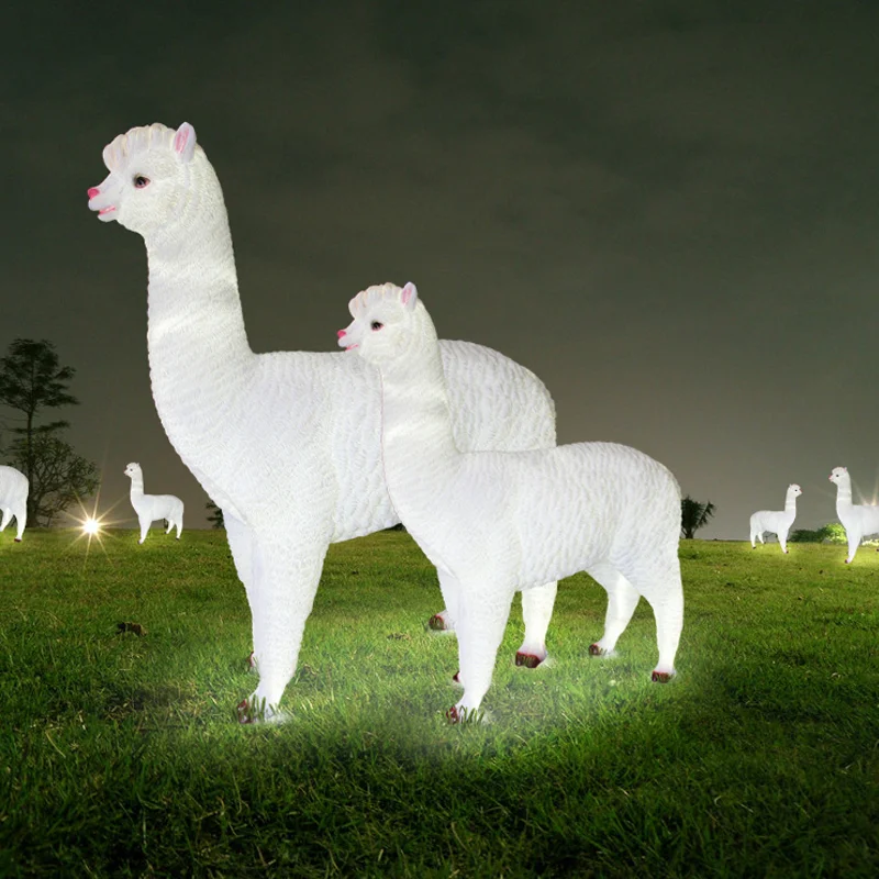 

Реалистичная скульптура альпаки из стекловолокна для сада, парка, дома и свадебного декора, декоративная фигурка животного