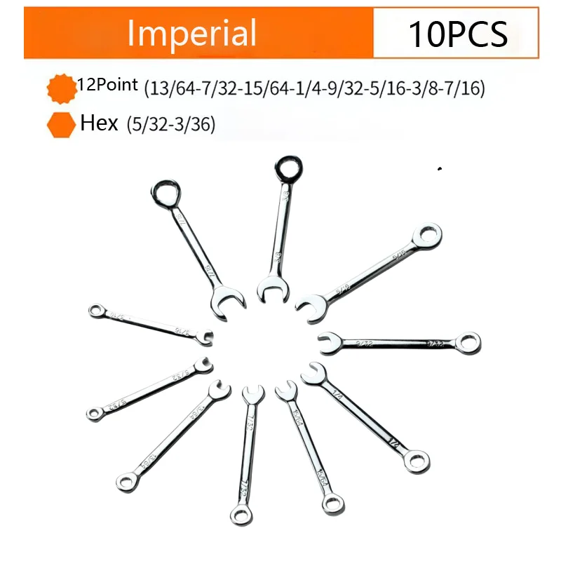British/metric typ wrenche 10ks mini francouzský klíč wrenche sada ruka nářadí šifrovací klíč prsten francouzský klíč nevýbušných kapsa