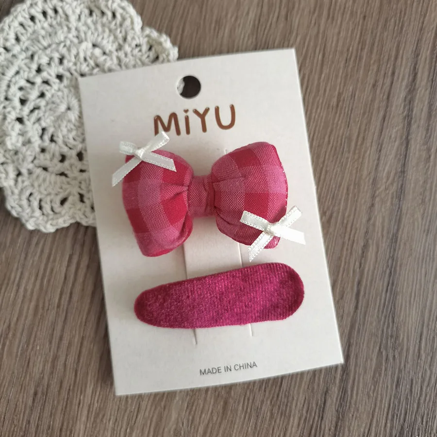 Japan-Korea Popular Fabric BB Hair Clips Set Bow Side Clips for Girls Daily & Party Hairpins Rose Bow Fabric Side Clips