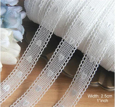 

2,5 см модные кружевные ткани с сердечками для DIY аксессуаров для одежды, кружевные шторы
