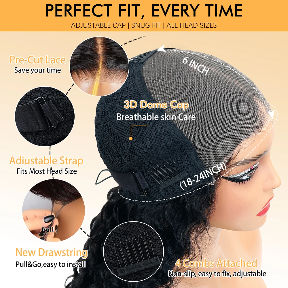 7x6 موجة عميقة الدانتيل إغلاق الباروكات HD الدانتيل الجبهة الباروكات شعر الإنسان للنساء الدانتيل الشفاف قبل قطعها مع شعر الطفل جزء مجاني