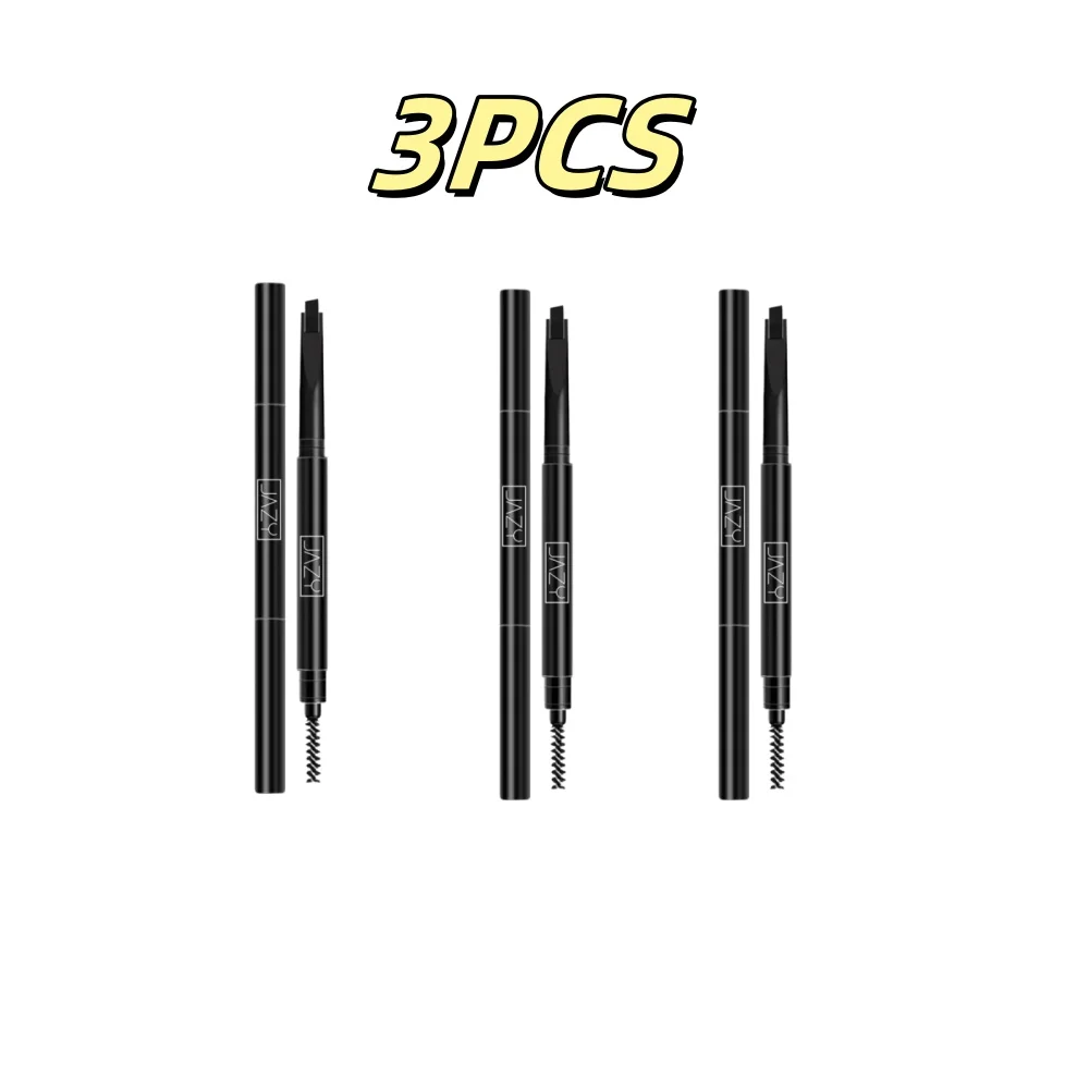 3 SZT. Dwustronny Kredka do Brwi z Pędzelkiem do Modelowania i Rysowania Brwi, Czarna Kredka do Makijażu