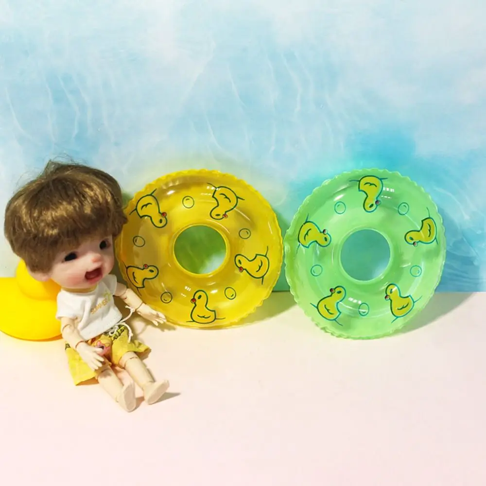 Dollhouse Miniature Swimming Ring Dolls Accessories Cute Duck Bathing Float Lifebelt Model Kids Pretend Play Toys Gift 1PC