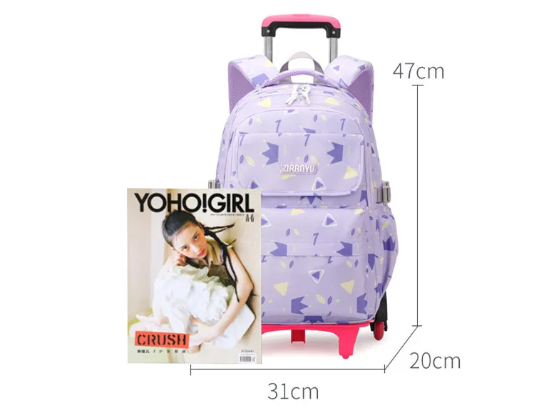 Schoolbag Wheeled Backpack for Kids Girls Rolling Book Bag Child Orthopedics School Backpacks With wheels Trolley Travel Bags