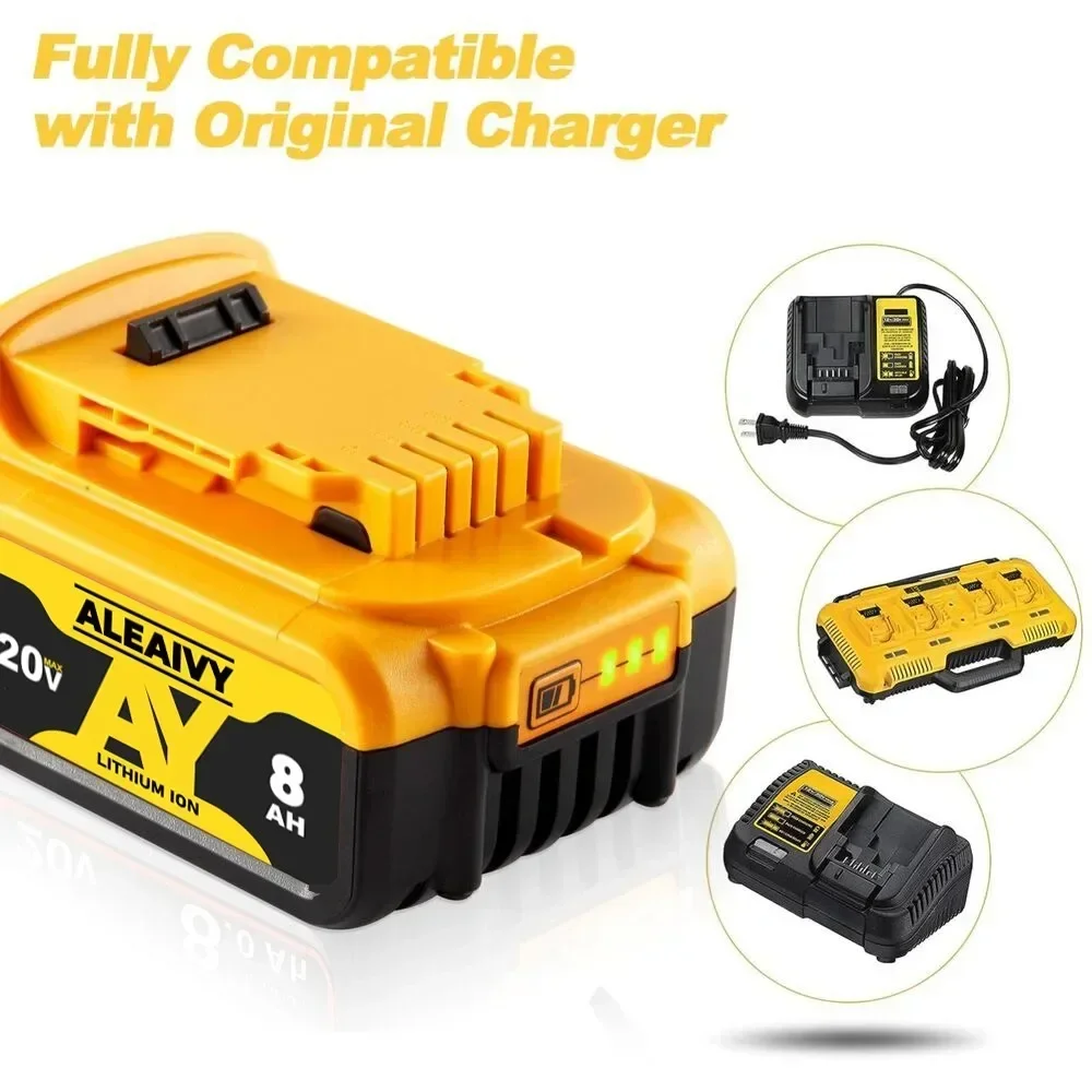 Dla Dewalt 18V 20V 8AH DCB184 DCB200 DCB182 DCB180 DCB181 DCB182 DCB201 DCB206 DCB200 8000mAh baterie litowe wymień baterię