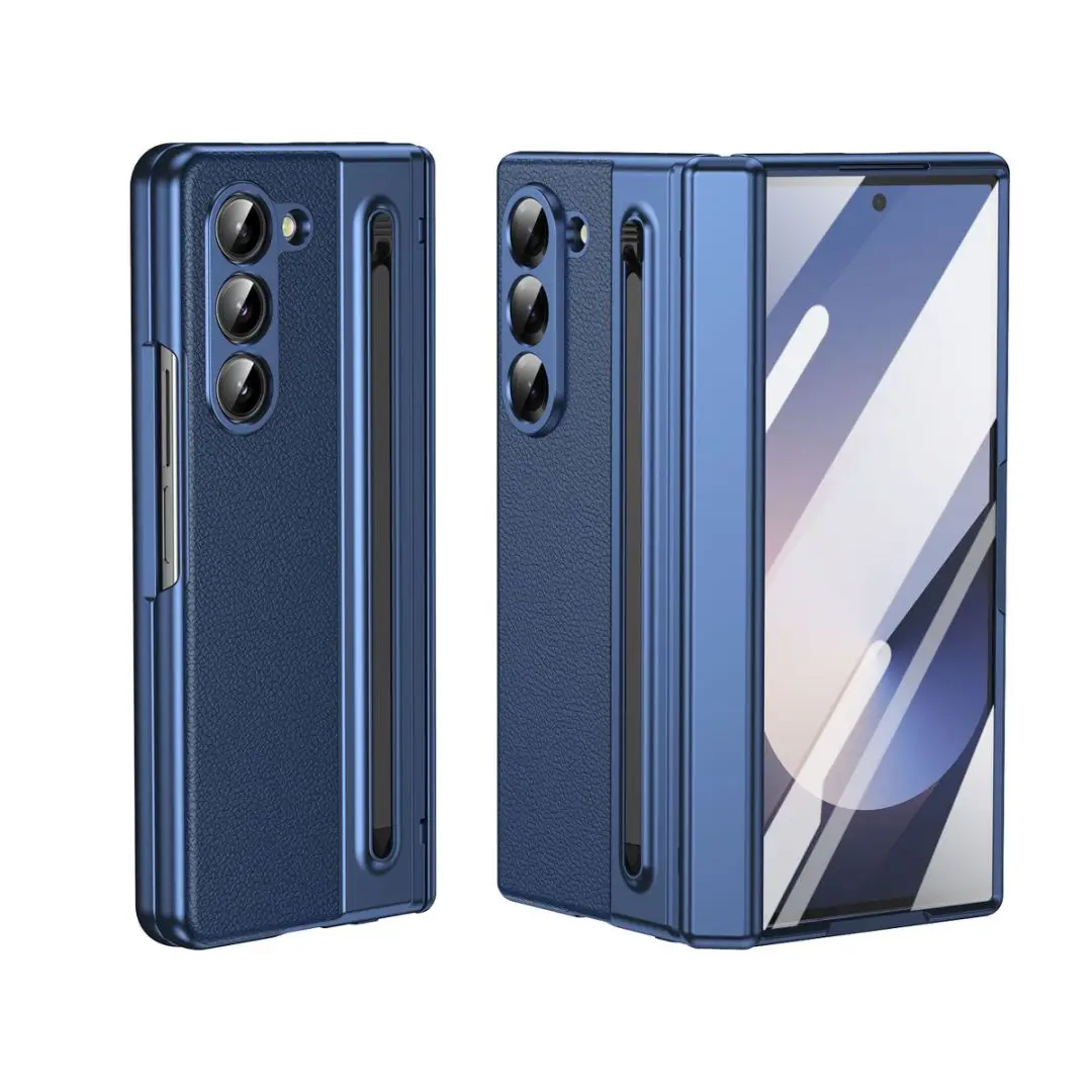 S Pen Handyhülle für Galaxy Z Fold7, Scharnierschutz und integrierter Displayschutz, Leder-Handyhülle für Fold6, Fold 5/4/3, Schwarz – Detail 12