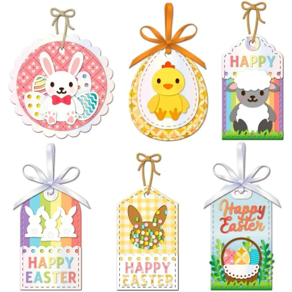 Easter Animals Labels Cutting Dies for Card Making Metal Easter Label Frame Die Cuts Cutting Dies Templates for Scrapbooking