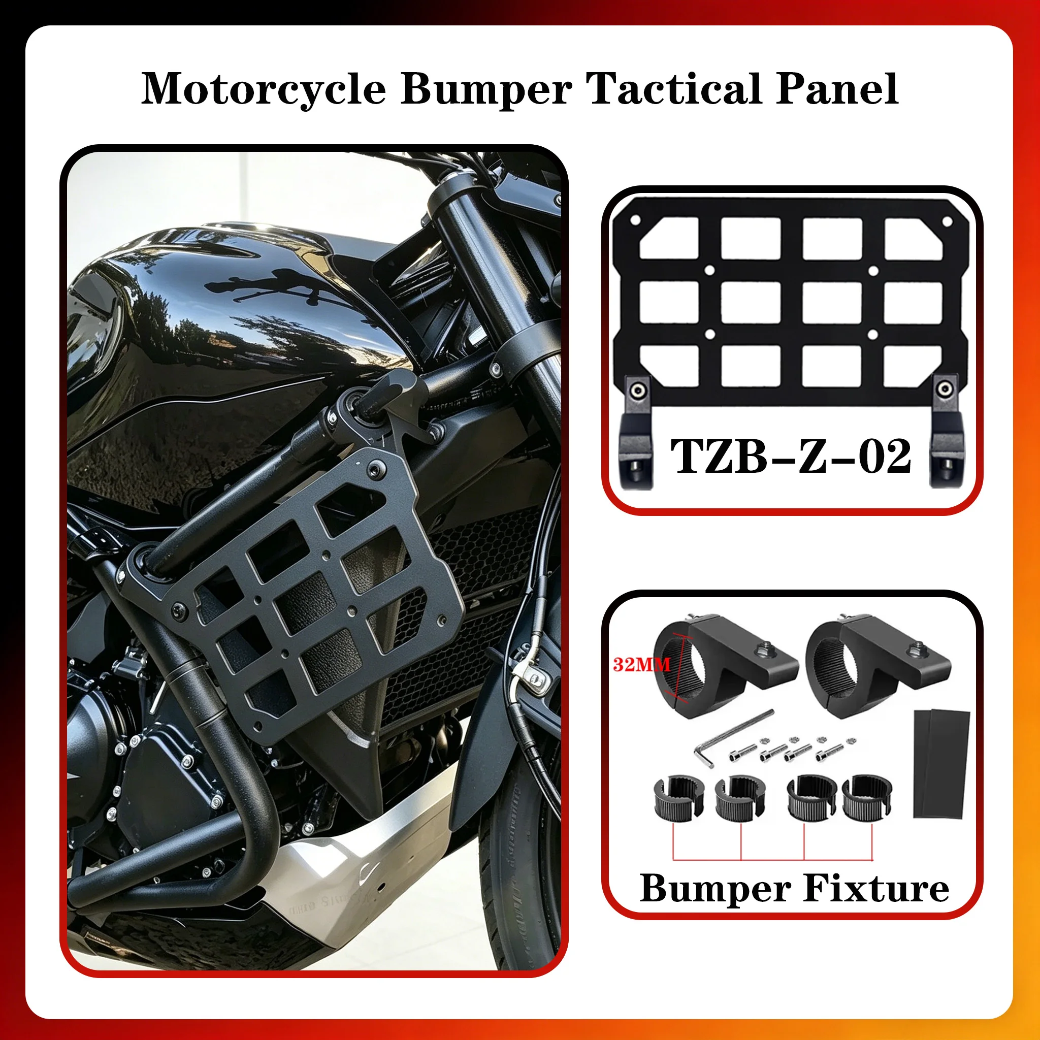 

Motorcycle Bumper Molle Panel For Trunk Storage Aluminum Alloy Waterproof Tactical Panel Organizer Modular Storage