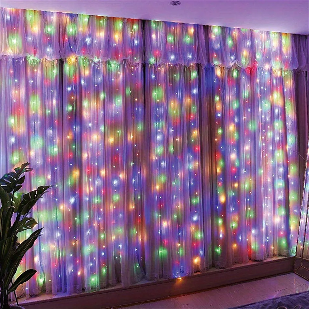3/6 متر USB LED الستار 8 طرق التحكم عن بعد أضواء عطلة الزفاف جارلاند لغرفة النوم غرفة المعيشة ديكور زينة عيد الميلاد