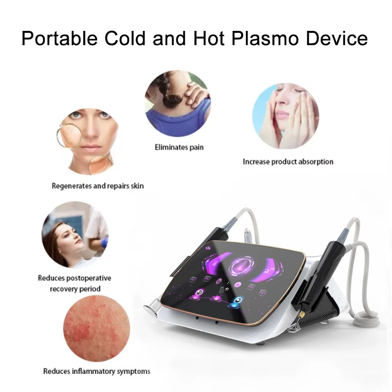 

New Portable 2 handles Warm and Cold Plasmo Device Use Thermal Core Tech Acne Scar Antiage Lifting for Spa Salon Home