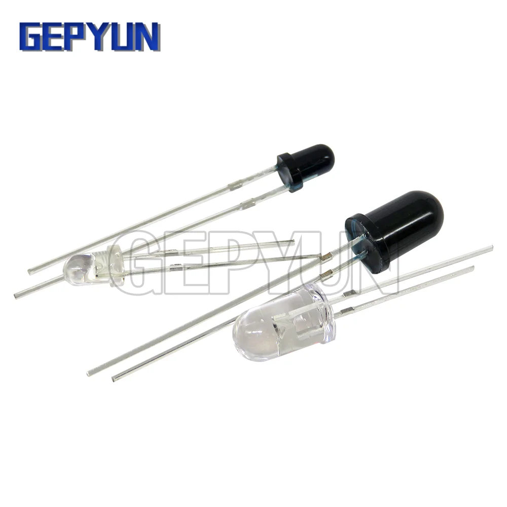 100pcs 3mm/5mm 940nm LEDs Infrared emitter and IR receiver diode 3MM Transparent white gel receives photosensitive tube diode