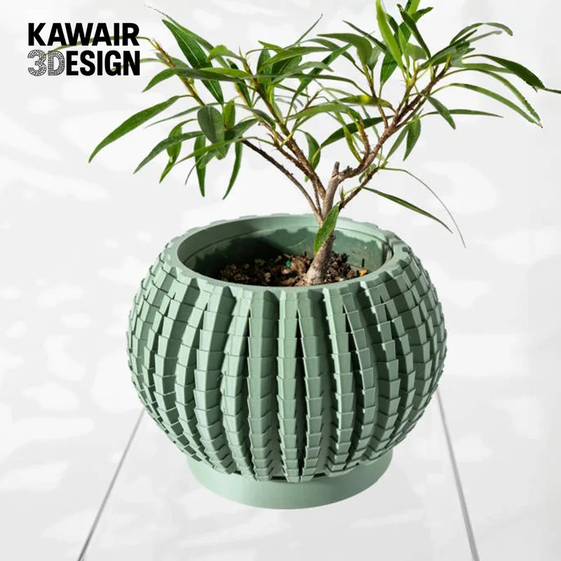 

Eco-Friendly 3D Printed Irregular Geometry Flower Pot Textured Line Biodegradable Planter for Home Decoration Sustainable Gift