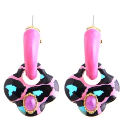 Drop Tiger red Earrings Clover Big Earring Zinc Alloy Drip oil Large Brinco Printing Oorbellen Easter Gift Factory Wholesale
