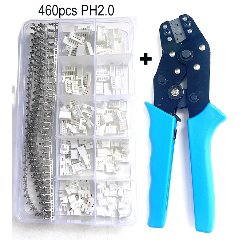 460PCS JST XH2.54 XH 2,54mm PH2.0 Draht Kabel Stecker 2/3/4/5/6 Pin Pitch Männlich Weiblich Steckdose Terminal Zange Set