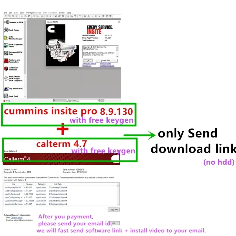 Новейшее программное обеспечение для диагностики двигателей Cummin Insite 8,9 PRO, бесплатная клавиатура + калитер 4,7 MetaFiles v4.7.1.007 + бесплатный ключ + бесплатная установка