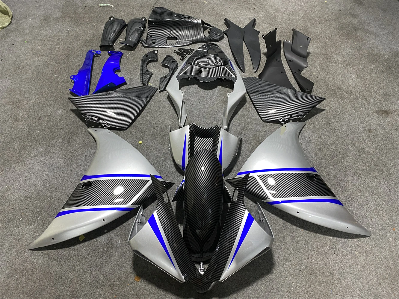 Motorcycle Fairing kit for Yamaha R1 12 13 14 YZF1000 2012 2013 2014 Fairing Blue silver carbon fiber painted motorcycle shell