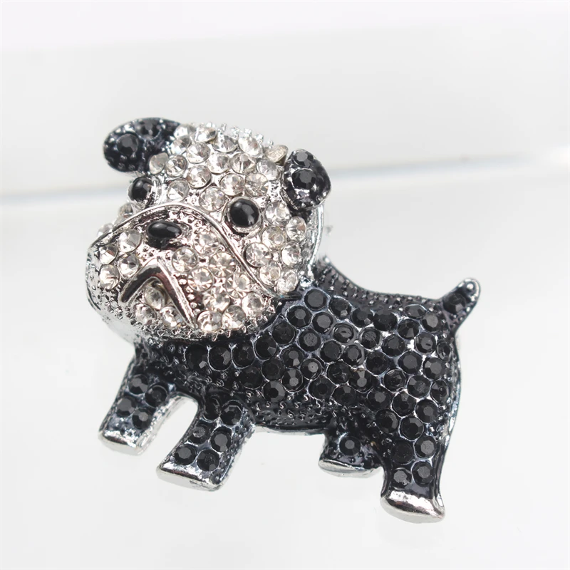 Vintage Luxury Rhinestone Puppy Brooch Dame Dog Animal Pin Elegant Ladies Clothing Accessories