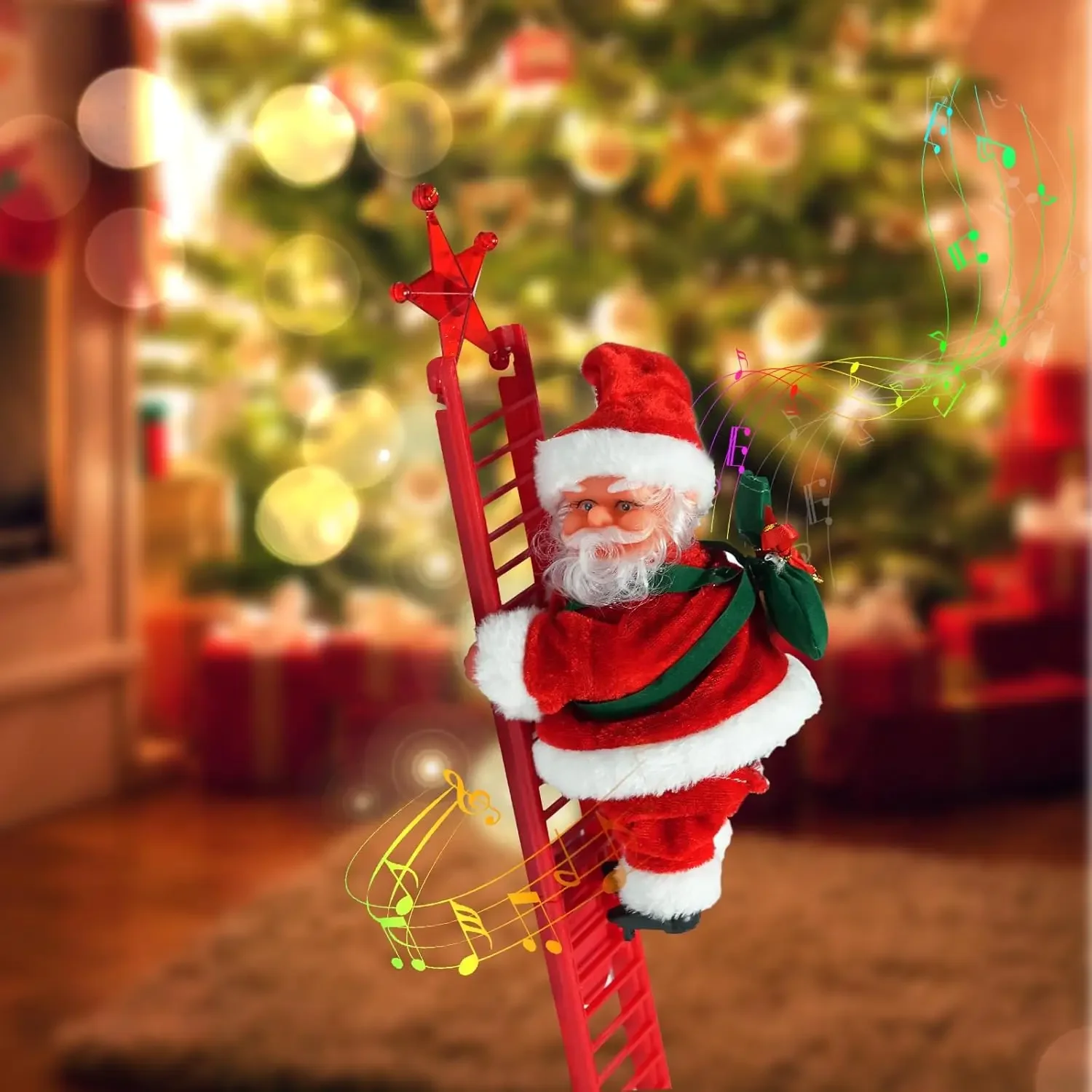 Christmas Electric Santa Claus Climbing Bead Toy Decoration for Children Gift Mall Display Holiday