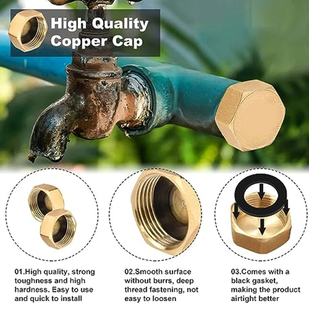 Carefully Machined Threads For Home Plumbing Brass Blanking Cap Brass Pipe End Cap Prevents Water Leaks For 1-inch Pipes