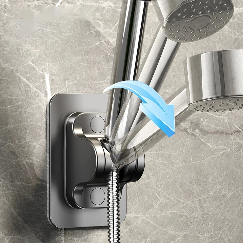 Imagen 6: Soporte para cabezal de ducha con adhesivo fuerte, resistente al agua, ajustable, para baño, Base fácil de instalar, 1 ud.