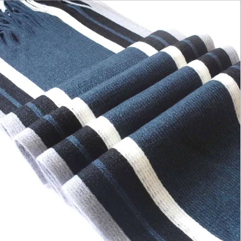 Hot Fashion Designer Men\'s Scarf Winter Classic Cashmere Warm Soft Fringe Striped Scarf Tassel Shawl Wrap Neckwarmer