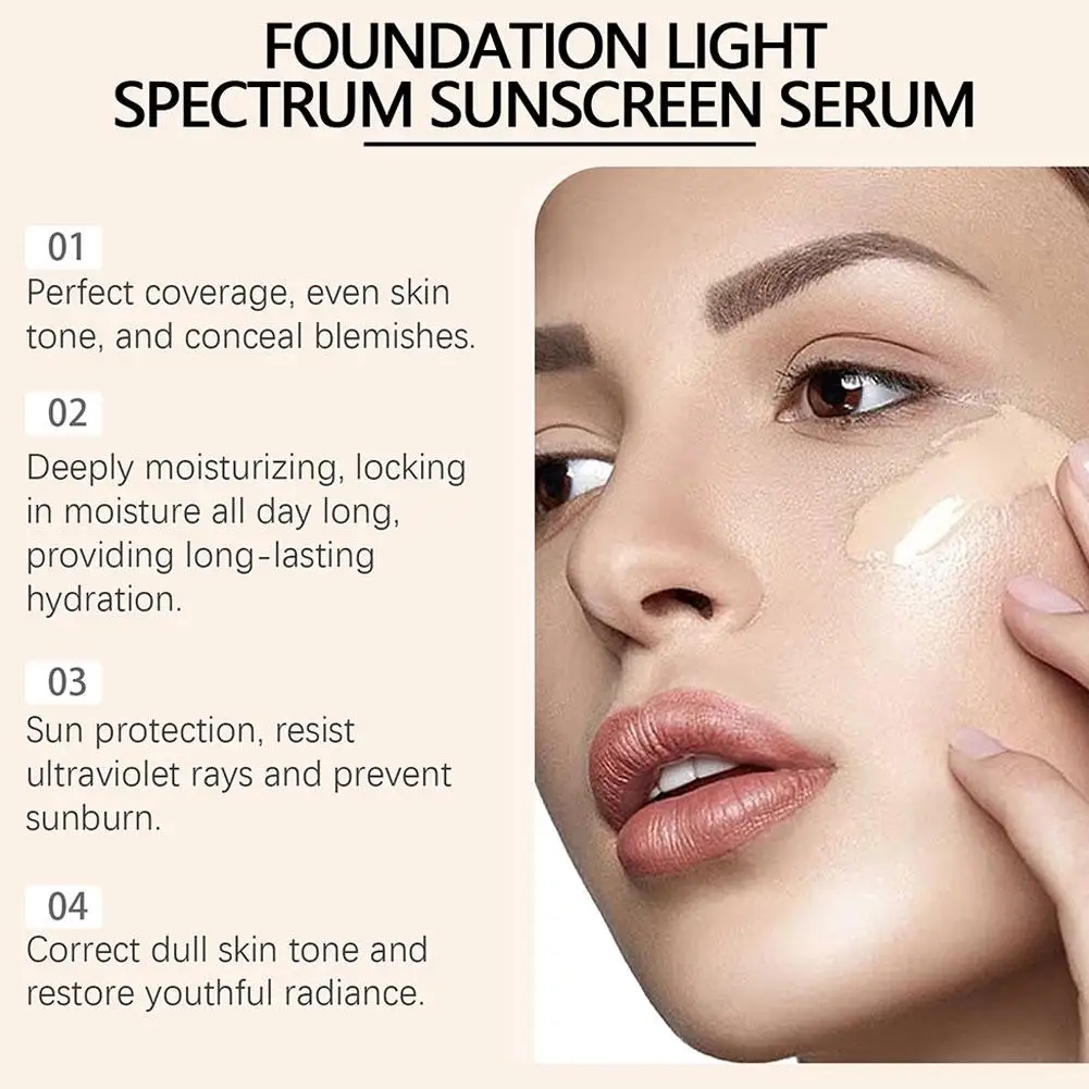 ﻿ كريم أساس سائل 4 في 1 مرطب متوسط التغطية الكاملة خافي عيوب البشرة بعامل حماية من الشمس SPF 50+ كريم أساس مقاوم للماء مكياج طبيعي للوجه
