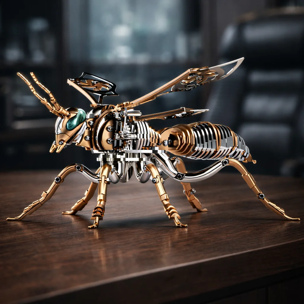 Metal Bee Model Kit - 3D Stainless Steel Mechanical Insect Puzzle for Adults - Premium Tabletop Art & Stress Relief Gift
