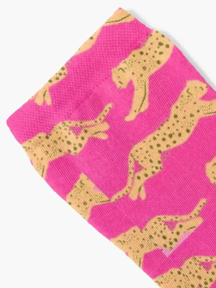 Pink Running Cheetahs Socks cool Stockings man Lots Women Socks Men's