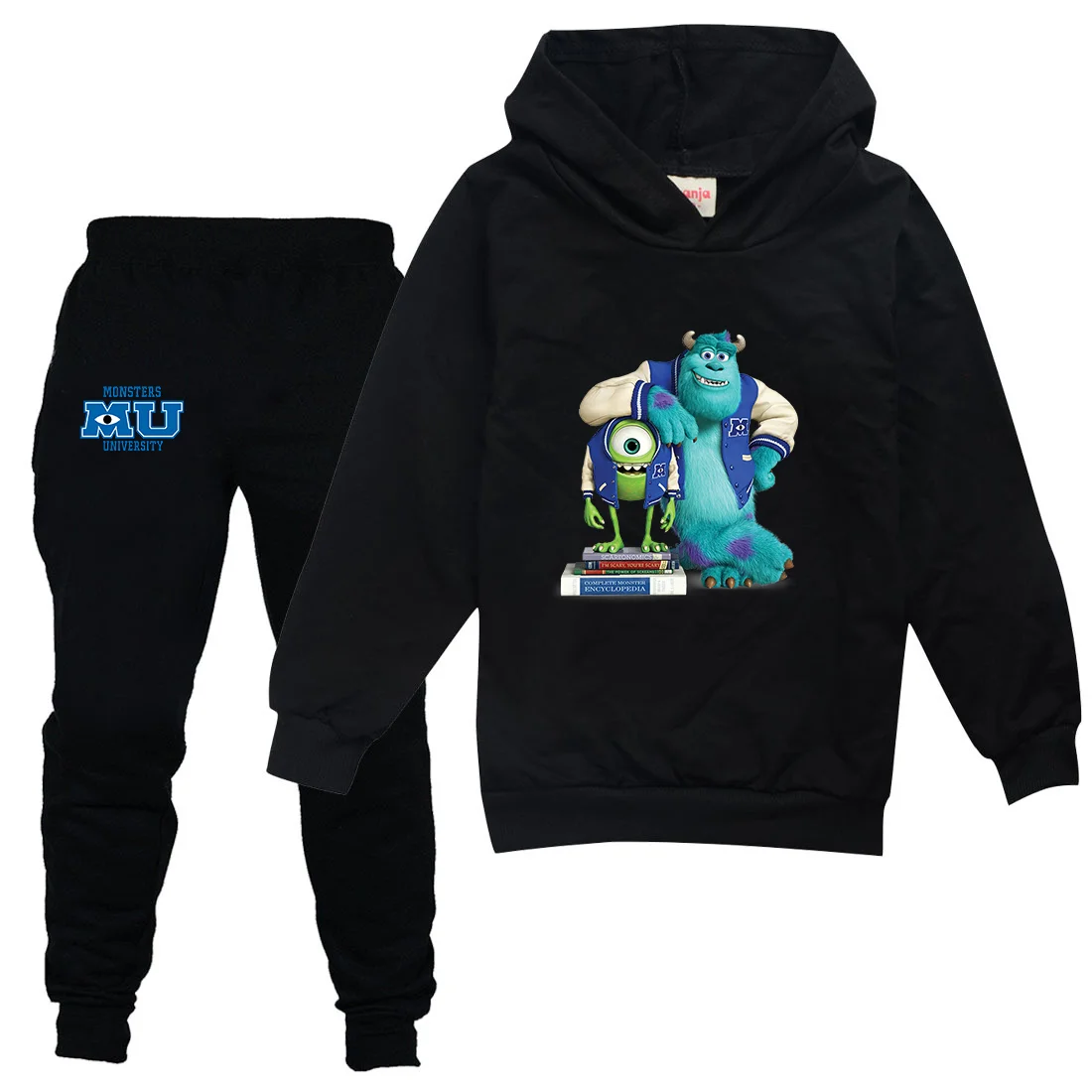 

2Pcs/Sets Monsters University Children Clothes Girl Boy Cartoon Hoodies Thin Hooded Sweatshirts Children Clothing Pants