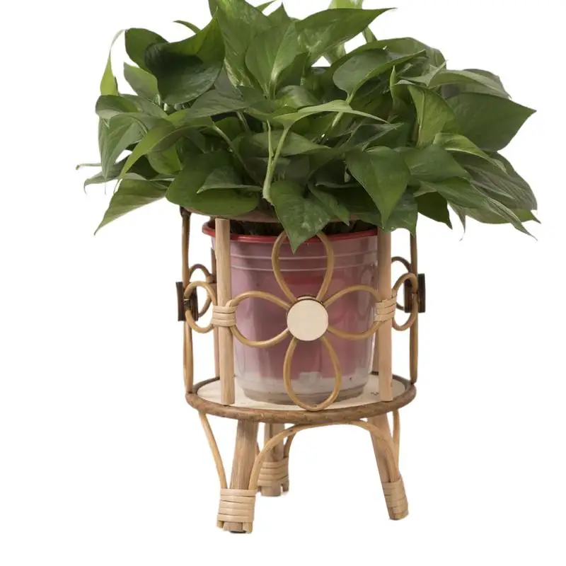 

Balcony Rattan Plant Stand Hollow Rattan Plant Stand Indoor Hollow Stool Shelf with Legs Pot Holder Rustic Display Rack
