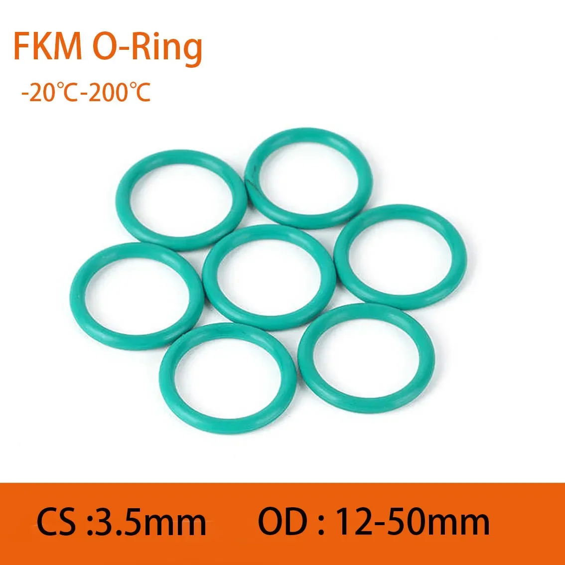 10/20/50Pcs CS 3.5mm Green FKM O-Rings OD 12-50mm Sealing Gasket Resistant To Alkali/Acid/Wear/High Temperature