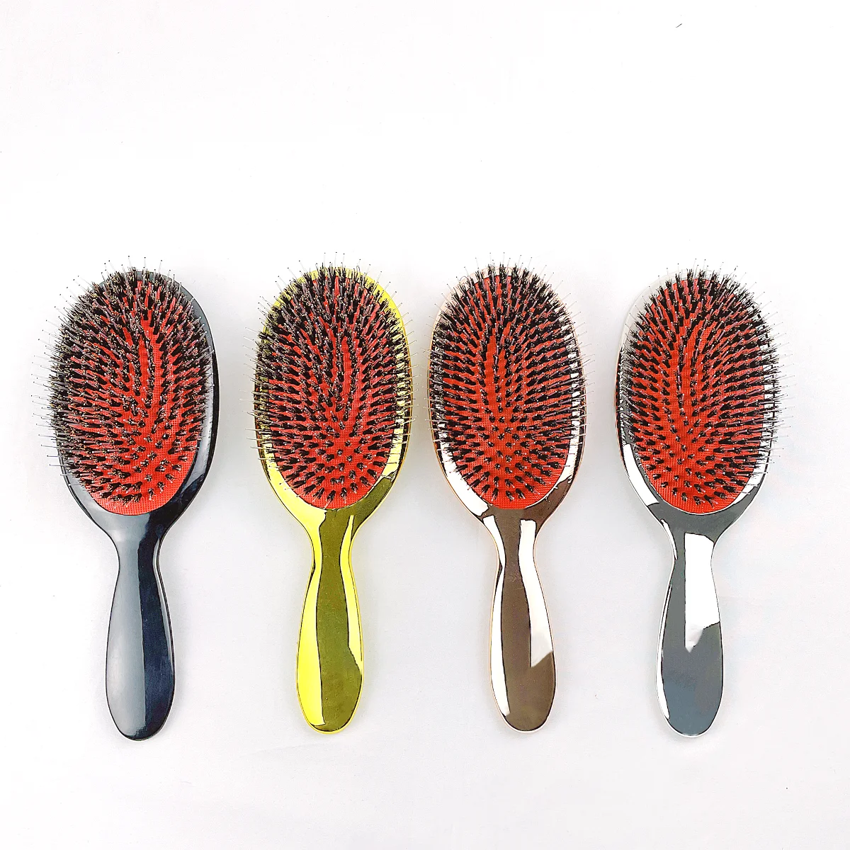 Luxury Gold And Silver Color Hairbrush For Women Long Curly Hair Hair Extension Comb Boar Bristle Paddle Detangling Hair Brush