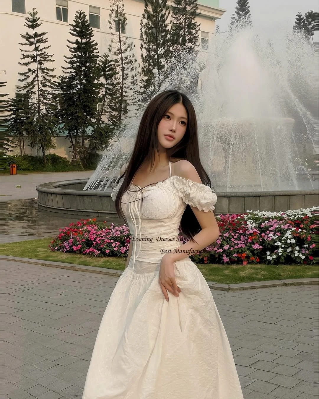 ZHIO شيفون أبيض جميل مع أنماط الاختيار فستان زفاف كوري على شكل حرف A مكشكش على شكل قلب عاري الكتفين بدون أكمام فساتين العروس