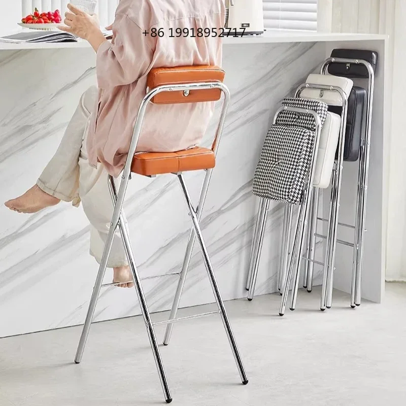 45/55/65/75cm Bar Stools with Backrest Foldable High Chair Ergonomic Kitchen Stools Durable Dining Seating for Home Cafe JJ755