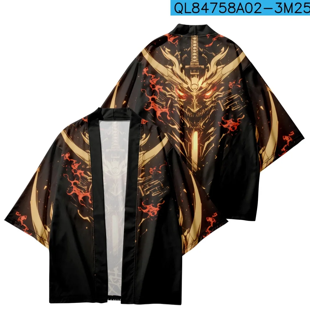 

Anime Print Cardigan Beach Yukata Japanese Kimono Streetwear Men Women Haori Plus Size 4XL 5XL 6XL Samurai Cosplay