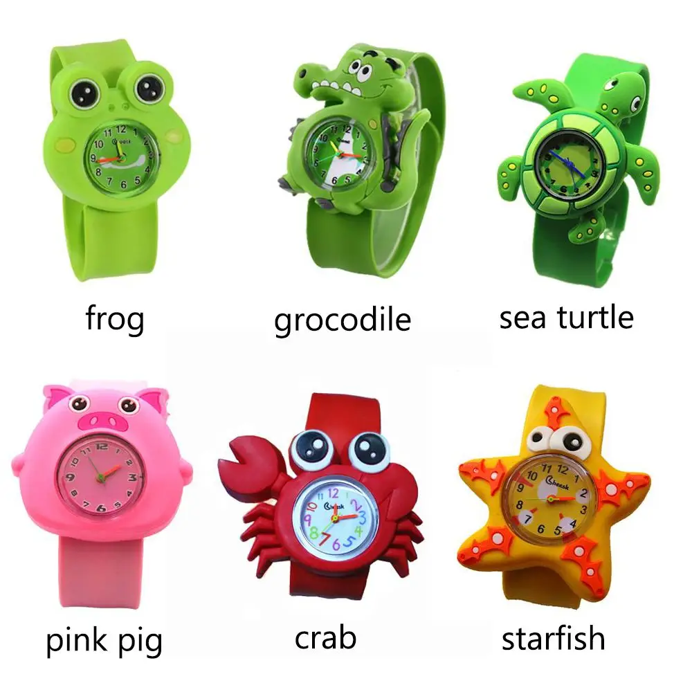 時計漫画動物 3D スラップウォッチデジタルかわいいカエルクォーツ腕時計