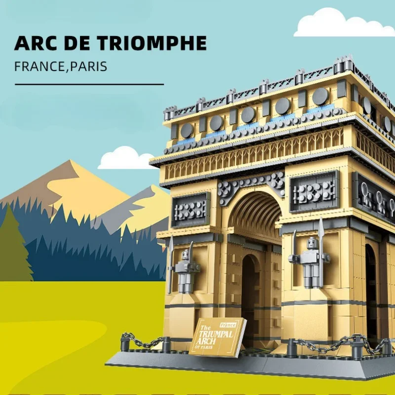 Arco triunfal da frança blocos de construção arquitetura mundialmente famosa tijolos cidade vista rua brinquedos presentes para crianças