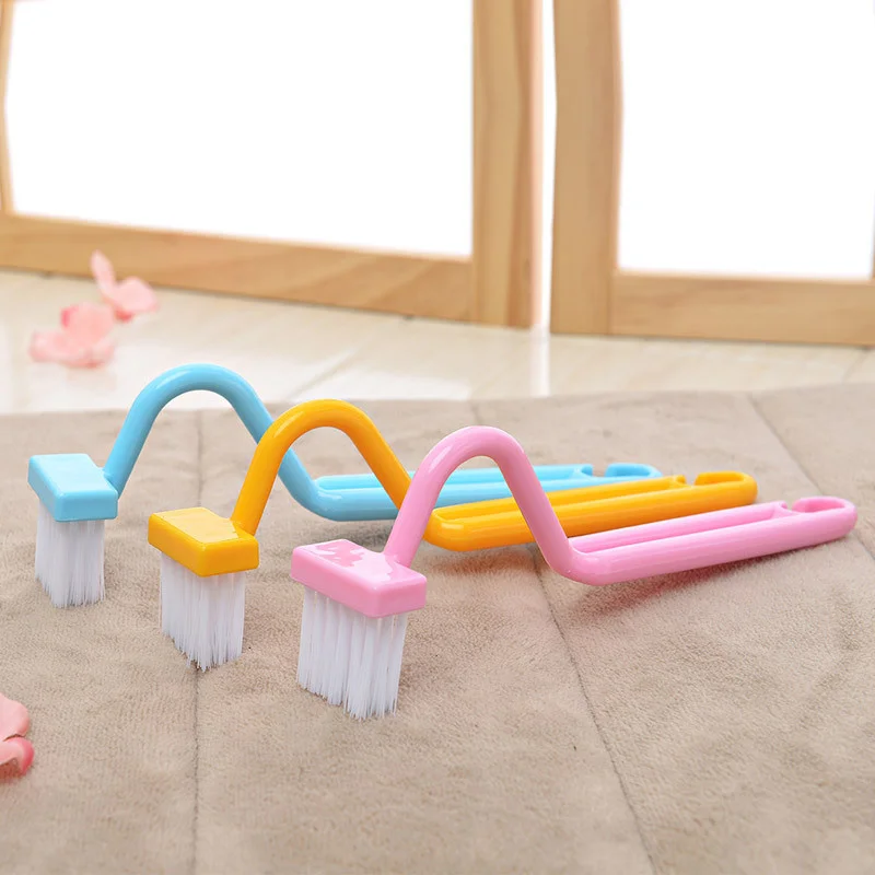 1PC New Portable Toilet Brush Scrubber V-type Cleaner Clean Brush Bent Bowl Handle No Dead Corner Cleaning Brush Random Color
