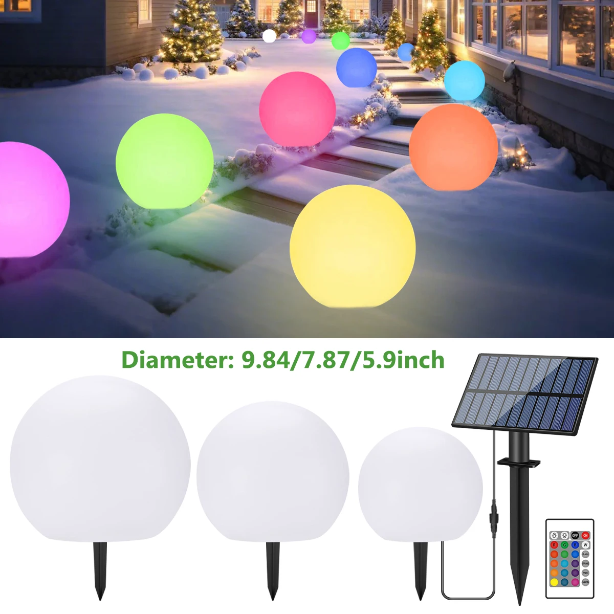 

Solar Light Outdoor Garden Decor Split Solar LED Ball Light with Auto On/Off Remote Control 16 Colors IP65 Waterproof for Patio
