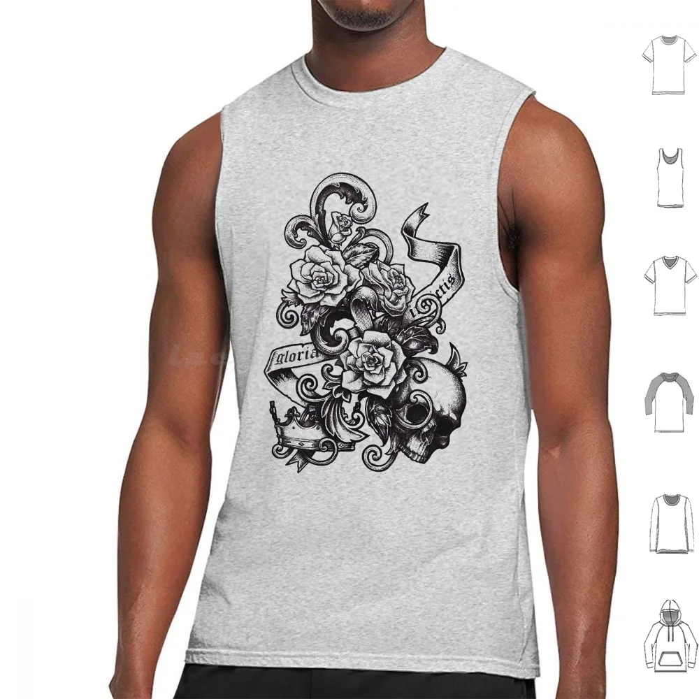 Gloria Invictis Tank Tops Vest Sleeveless Skulls Skull Crown Tattoo Dollmaker