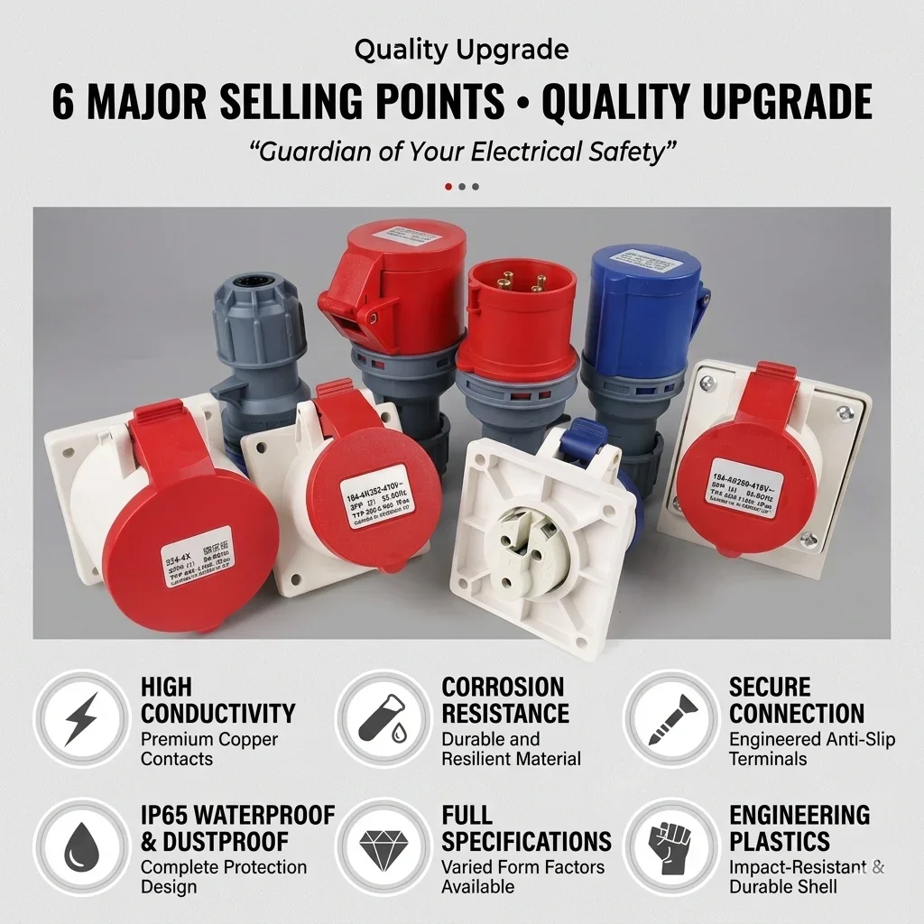 32A IP44 Industrial Plug Socket Connector 3/4/5 Pin 220V 380V 415V Waterproof Male Female Surface Flush Mount Electrical Range
