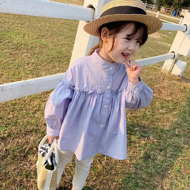 

Children's Clothing Girls 2024 New Autumn Shirt Korean Children's Top Baby College Style Shirt Spring and Autumn Bottoming Shirt