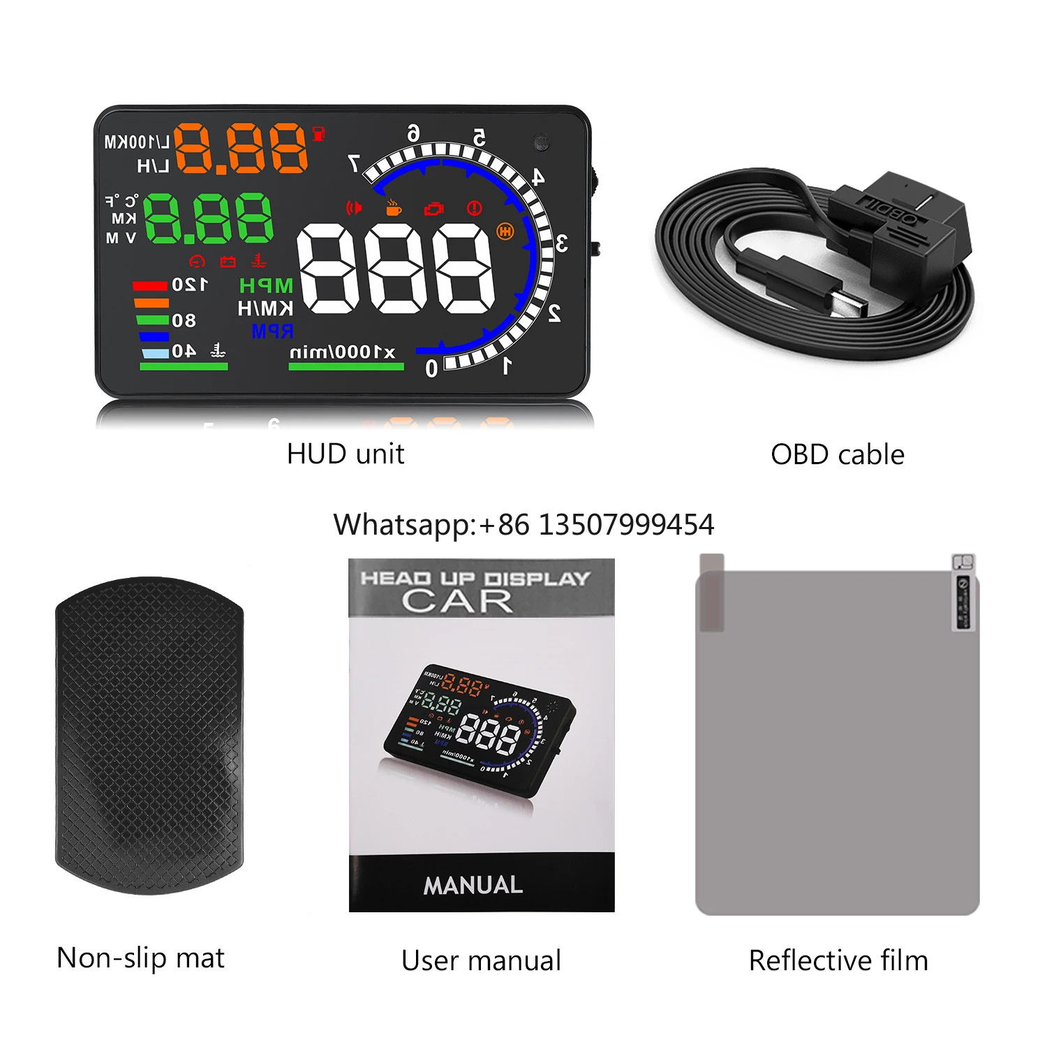 

OBD2 Smart Gauge 5.5Inch Screen Speedometer Head up Display HUD A8 Fits for All Car Model
