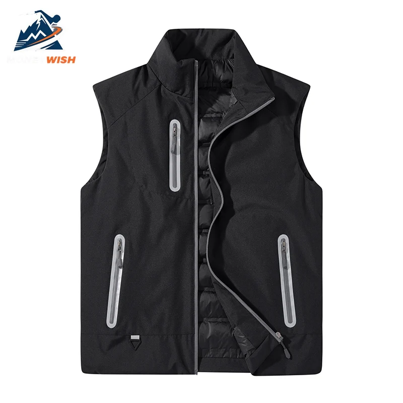 

MONEYWISH Men Cotton Vest 2025 New Cotton Thick Anti Cold Warmth Pocket Zipper Sleeveless Coat Outdoor Casual Winter Down Vest