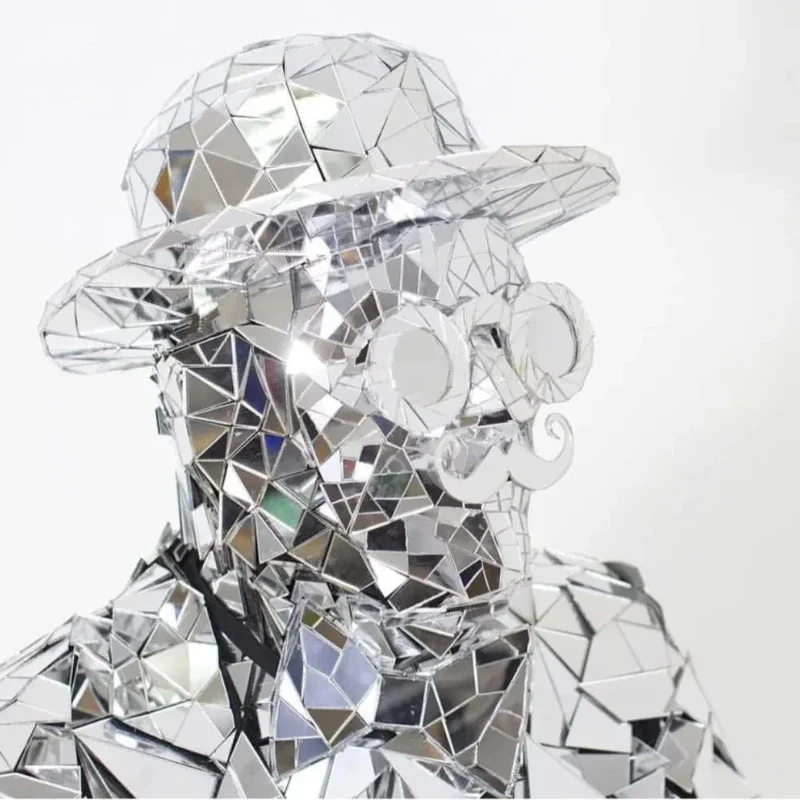 Silver Gold Mirror Stage Laser Dance Costume Robot Suit Party Show Cool Machine Costume Men Suit DJ Performance Cosplay Clothing