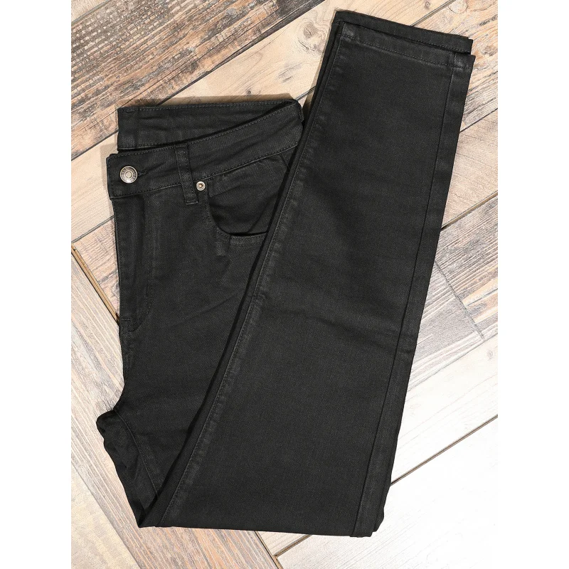 Celana jeans hitam pria musim gugur 2025, tren pakaian pria terbaru, merek ternama, elastis, warna solid, simpel dan serbaguna, potongan slim fit, celana kaki kecil