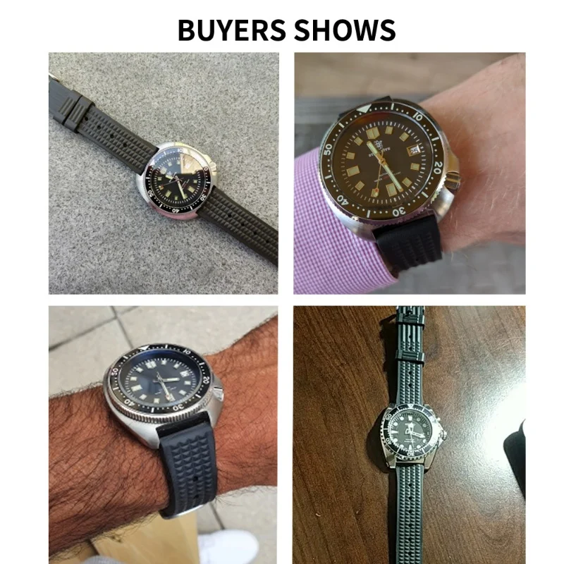 أشرطة ساعات سيليكون عالية الجودة متوافقة مع Submariner، Seiko 007، Turtle، وMini Marine Master، 20/22 مم، أزرق وأسود